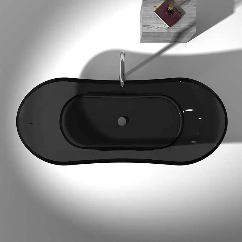 Azul 69 in. One Piece Anzzi Stone Freestanding Bathtub in Translucent Midnight Black