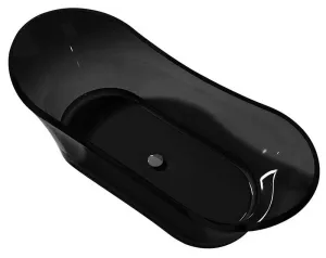 Azul 69 in. One Piece Anzzi Stone Freestanding Bathtub in Translucent Midnight Black