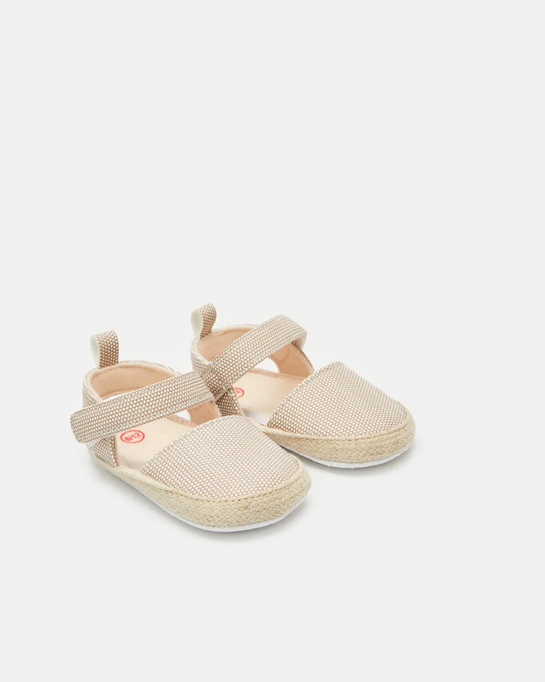 Baby Pink Textured Espadrille Pram Shoe