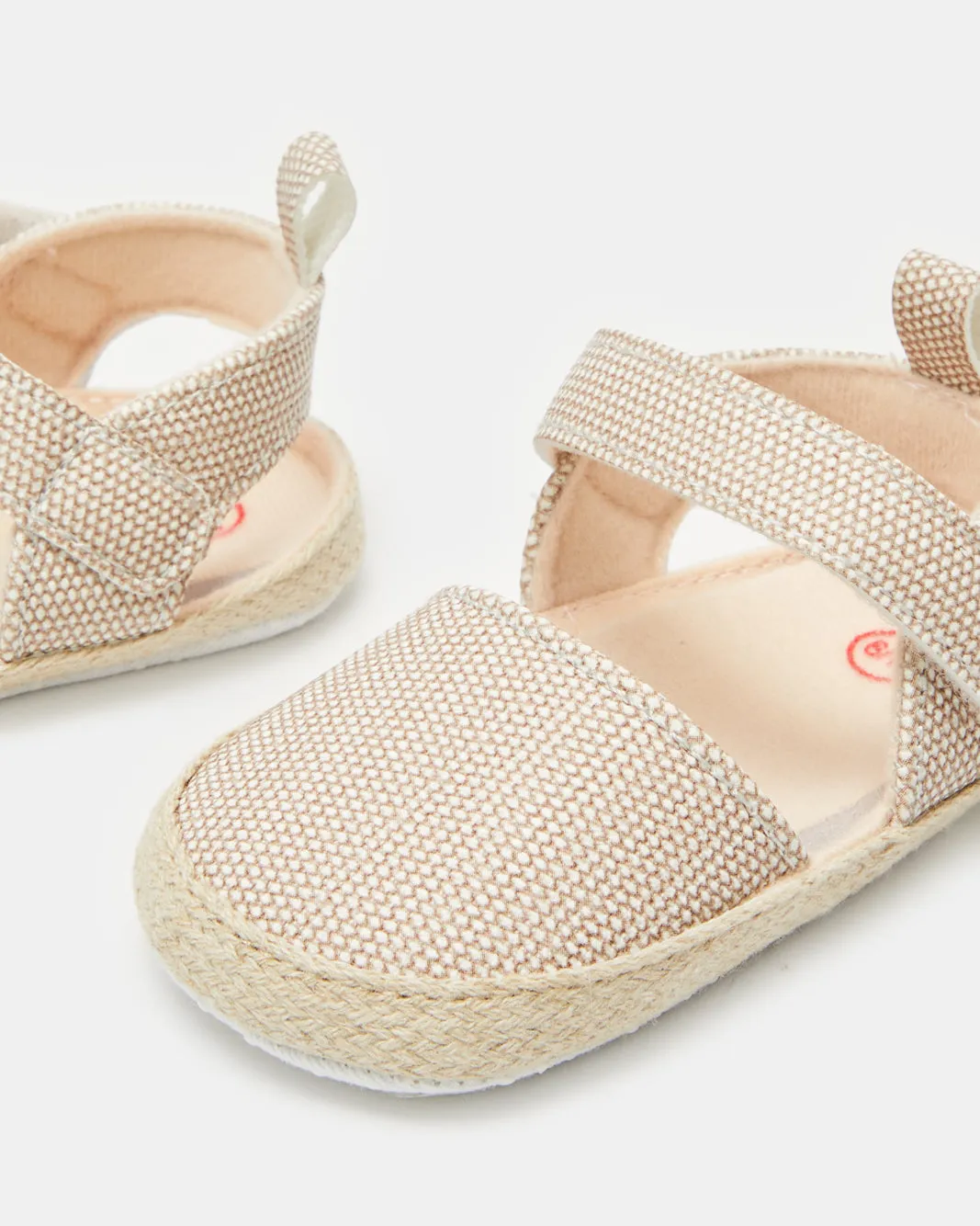 Baby Pink Textured Espadrille Pram Shoe