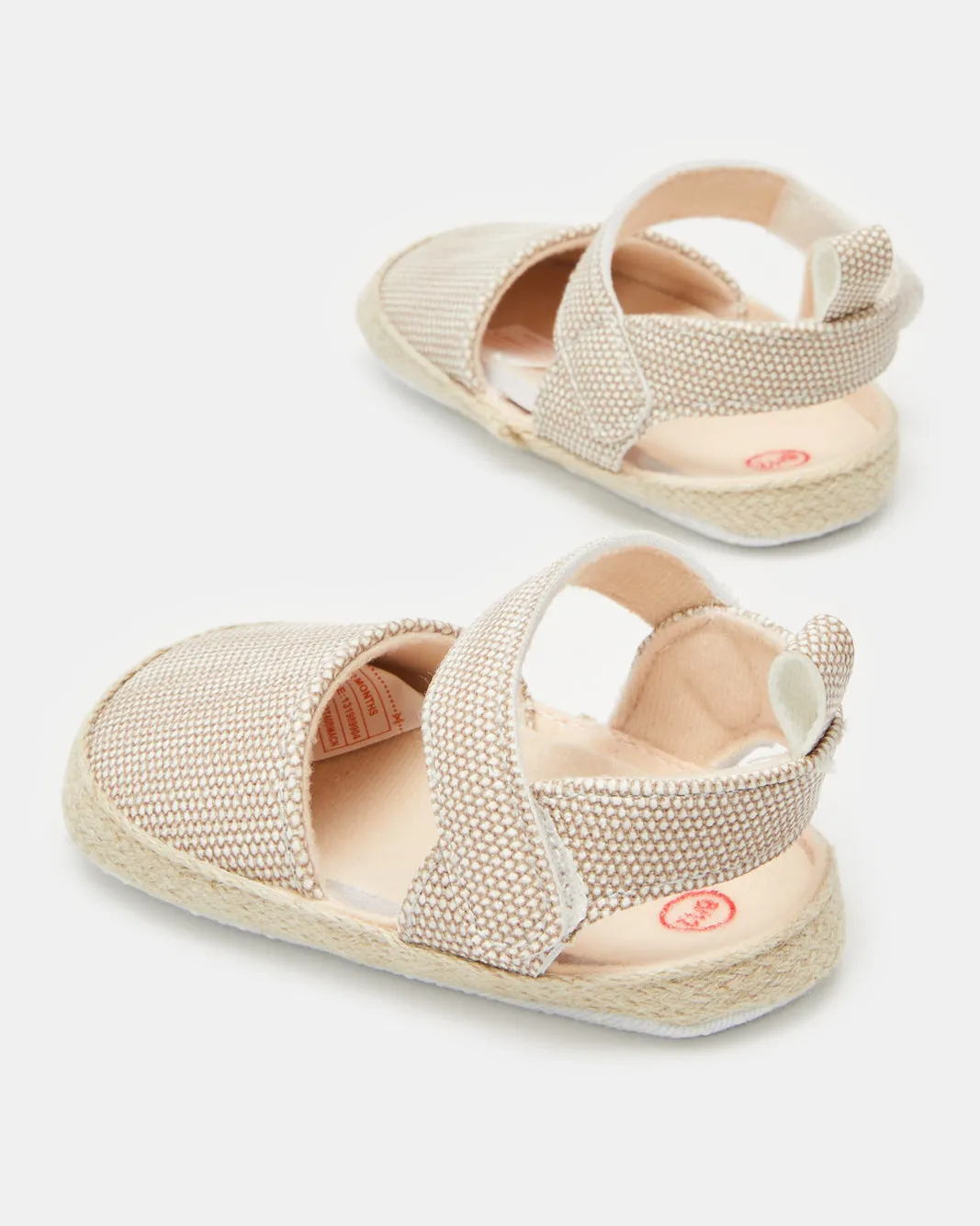 Baby Pink Textured Espadrille Pram Shoe