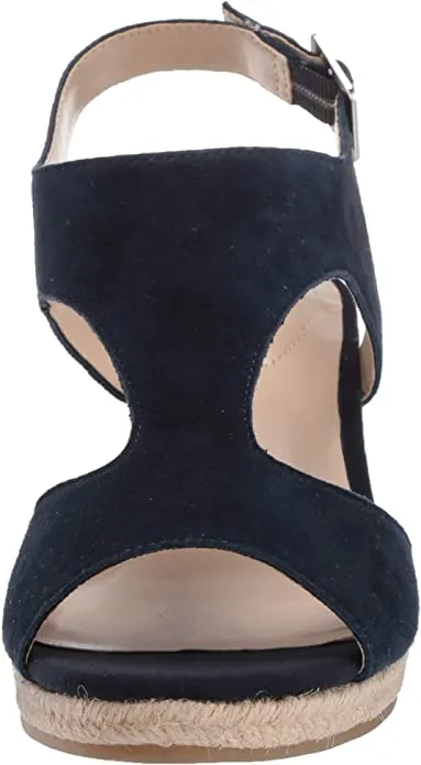Bandolino Footwear Women's Natasha Espadrille Wedge Sandal, Navy, 6.5