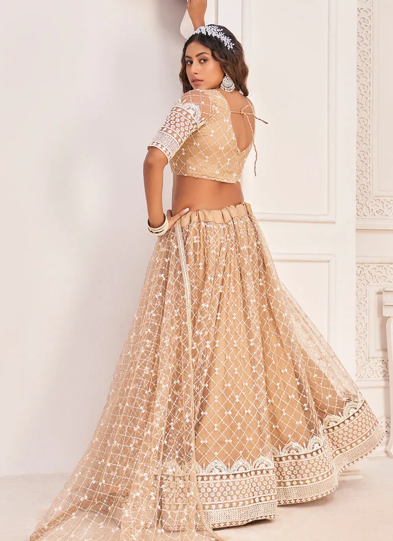 Beige Embroidered Traditional Wedding Lehenga Choli