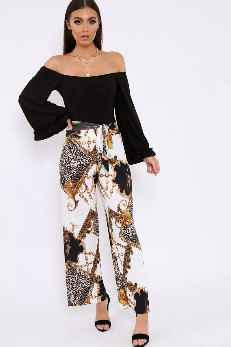 Black Bardot Frill Flare Sleeve Bodysuit - Sofiya