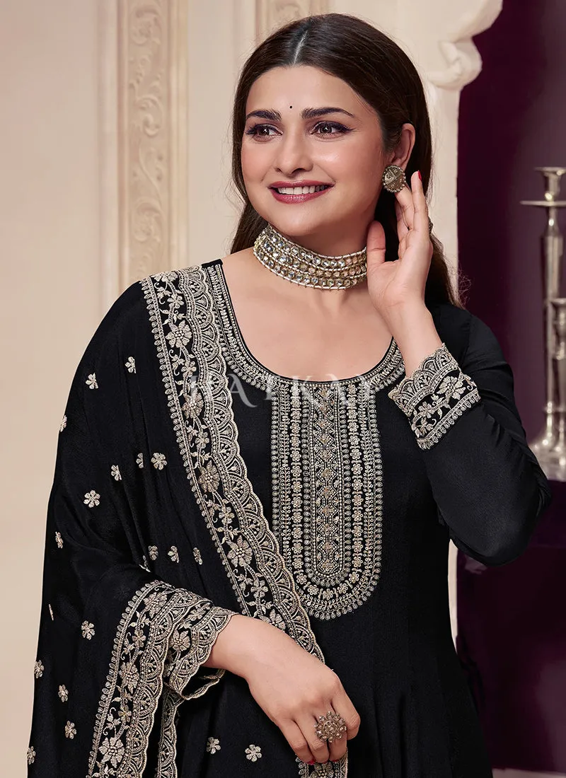 Black Embroidery Anarkali Dress
