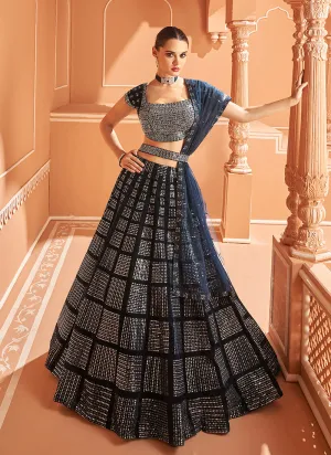 Black Sequence Embroidery Festive Lehenga Choli