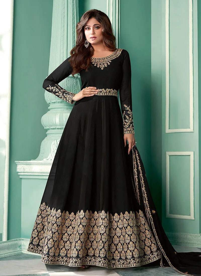 Black Zari Embroidered Anarkali Suit