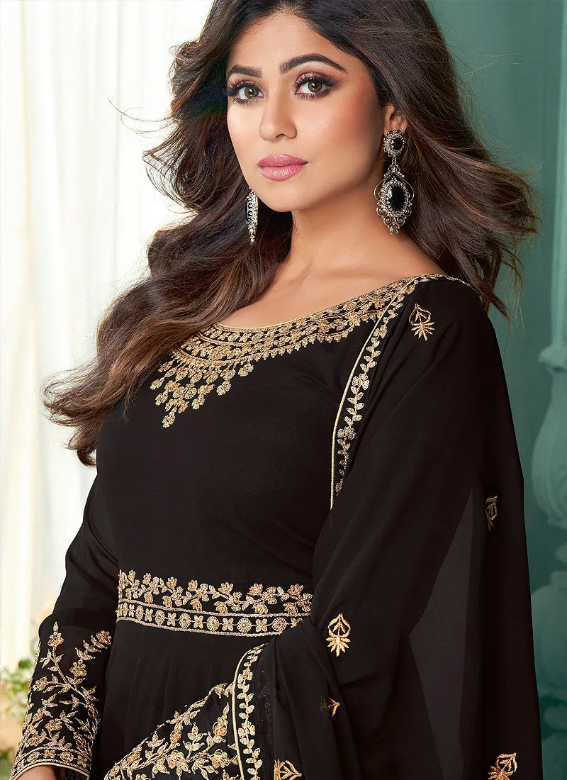 Black Zari Embroidered Anarkali Suit