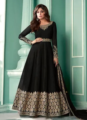 Black Zari Embroidered Anarkali Suit