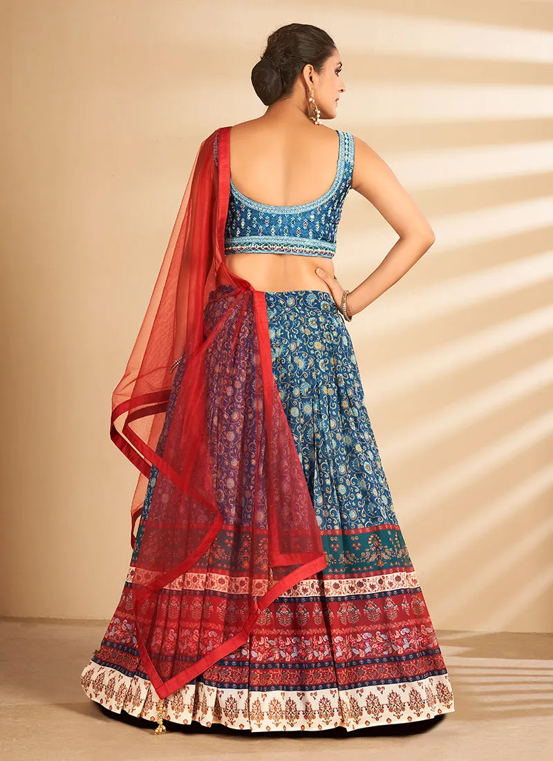 Blue Multi Embroidered Traditional Lehenga Choli