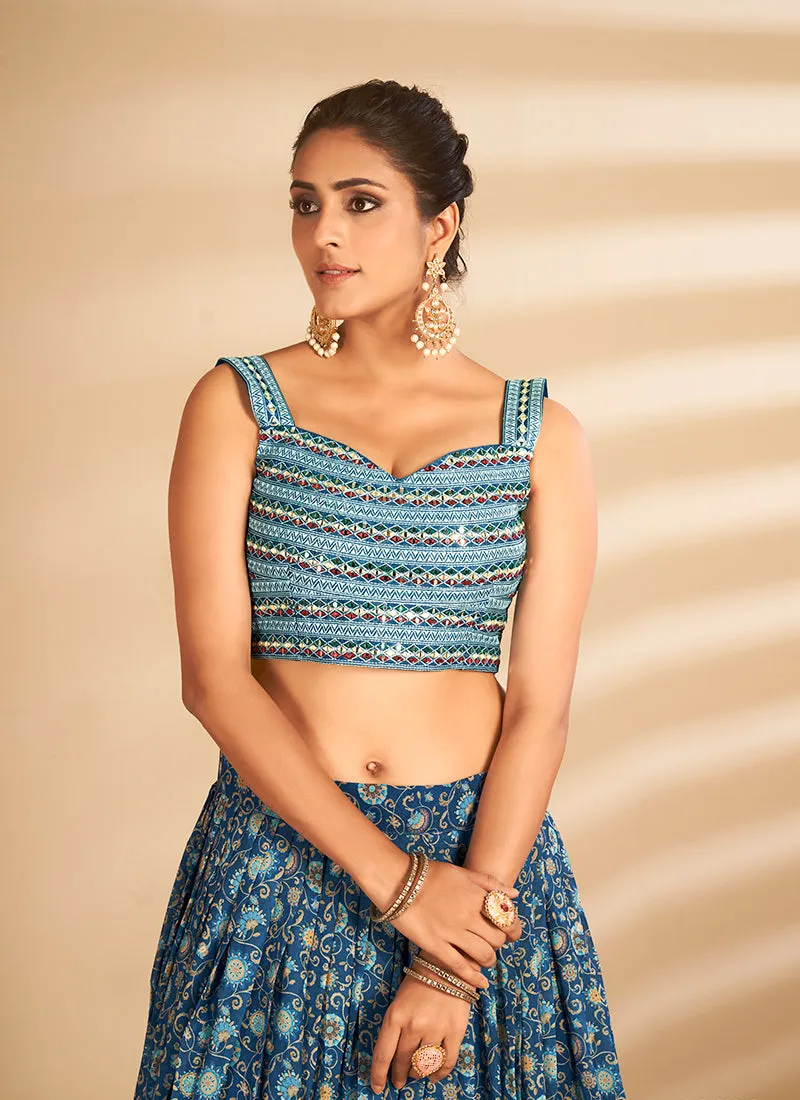 Blue Multi Embroidered Traditional Lehenga Choli
