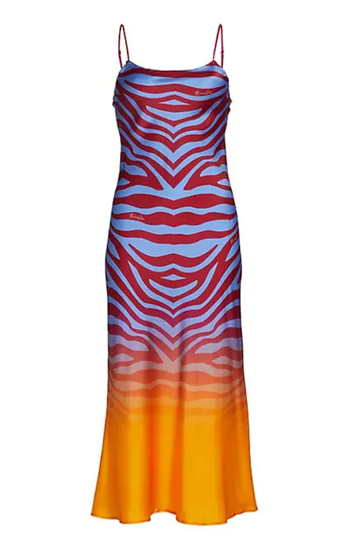 Blue Zebra Ombre Silk Slip Dress