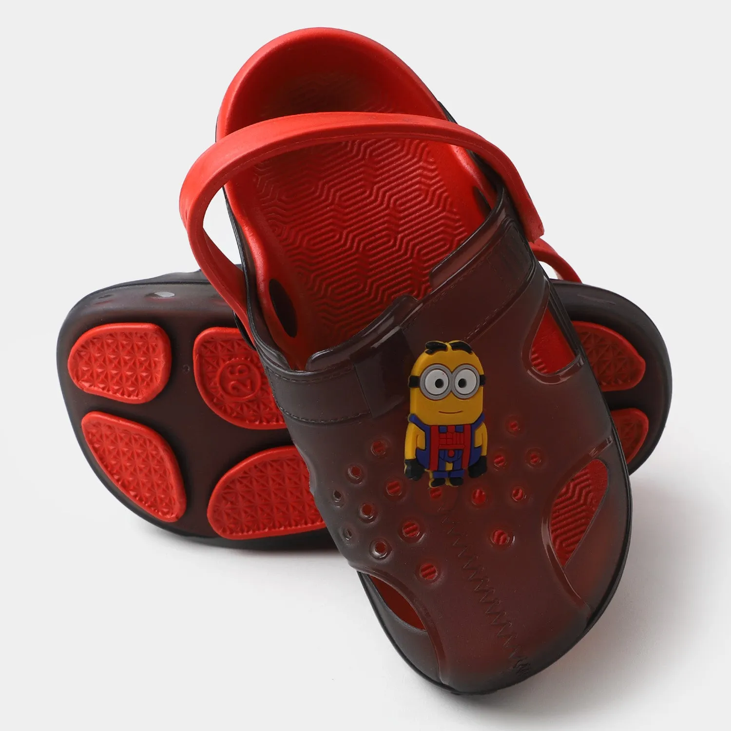 Boys Lightweight Non-Slip Slipper - Black/Red