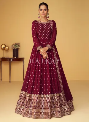 Bridal Red Zari Embroidery Traditional Festive Anarkali Suit