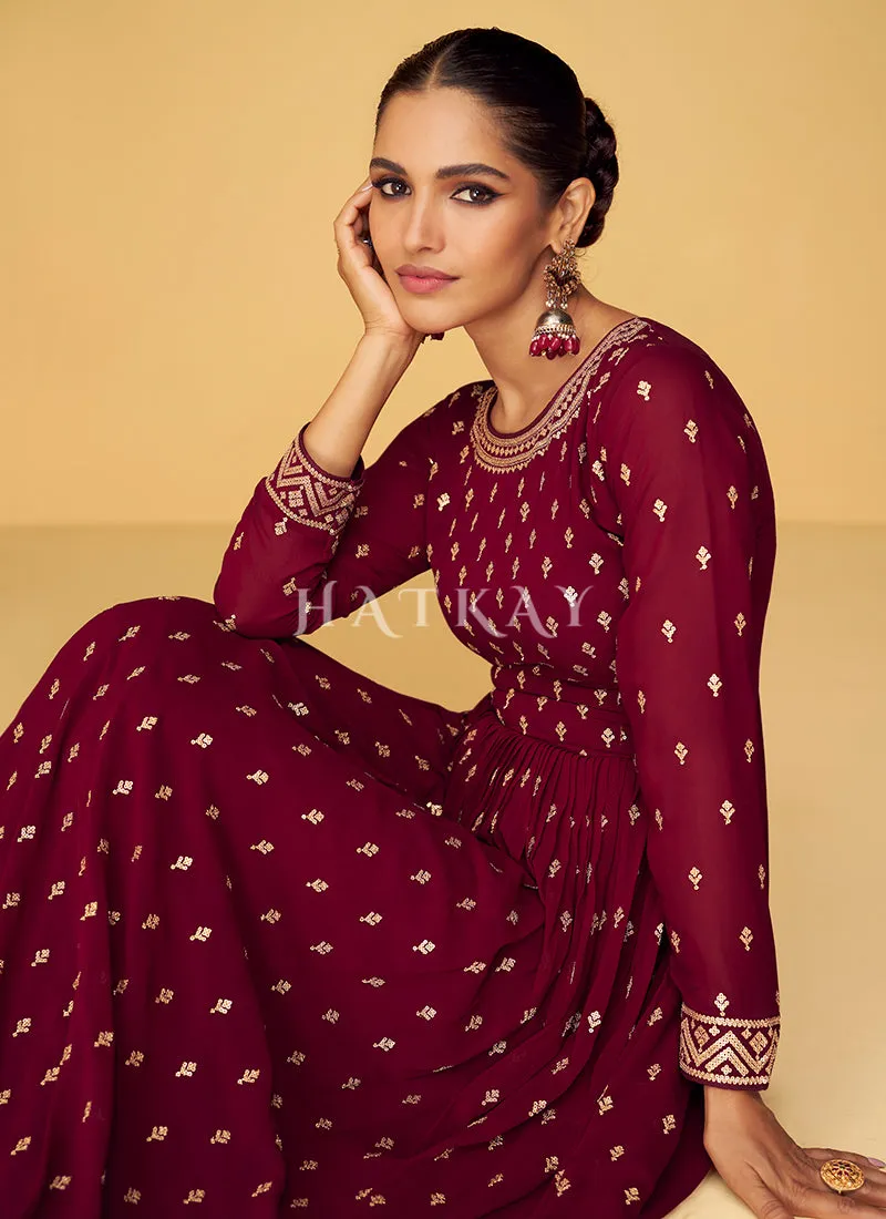 Bridal Red Zari Embroidery Traditional Festive Anarkali Suit