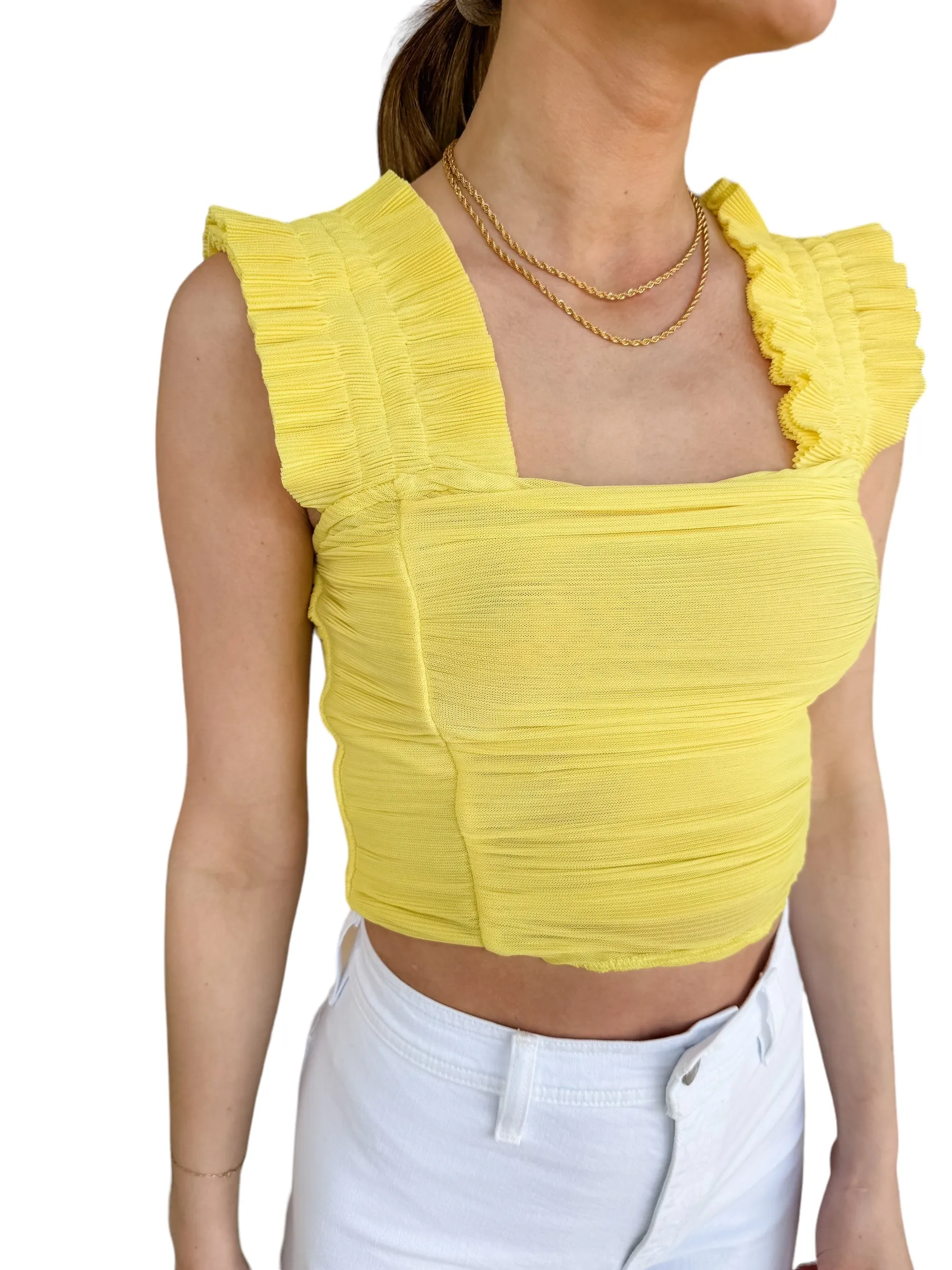 Brighter Days Yellow Ruffle Top