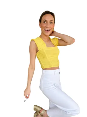 Brighter Days Yellow Ruffle Top