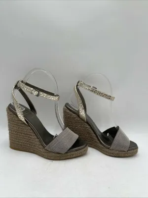 Brunello Cucinelli APRES Leather Open Toe Ankle Strap Espadrille Sandals Size 38 - Very Good