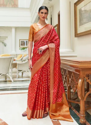Burnt Orange Patola Silk Saree