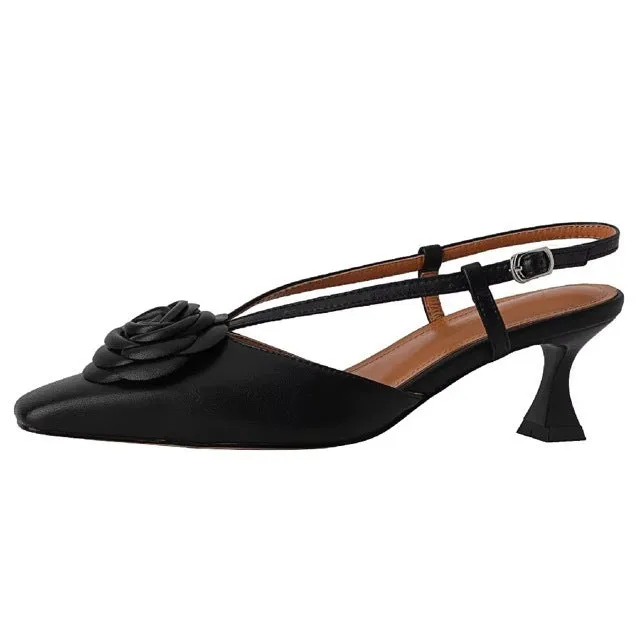 Caden Slingback Kitten Heel Leather Pumps