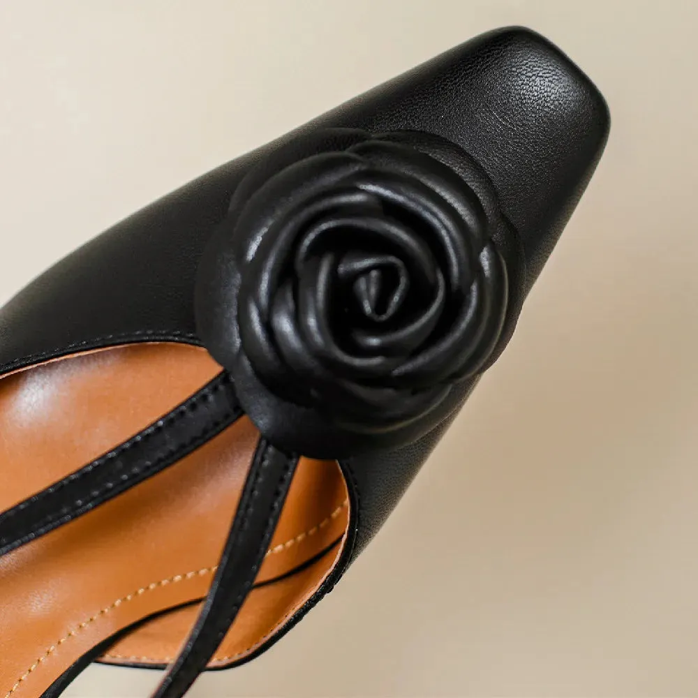 Caden Slingback Kitten Heel Leather Pumps