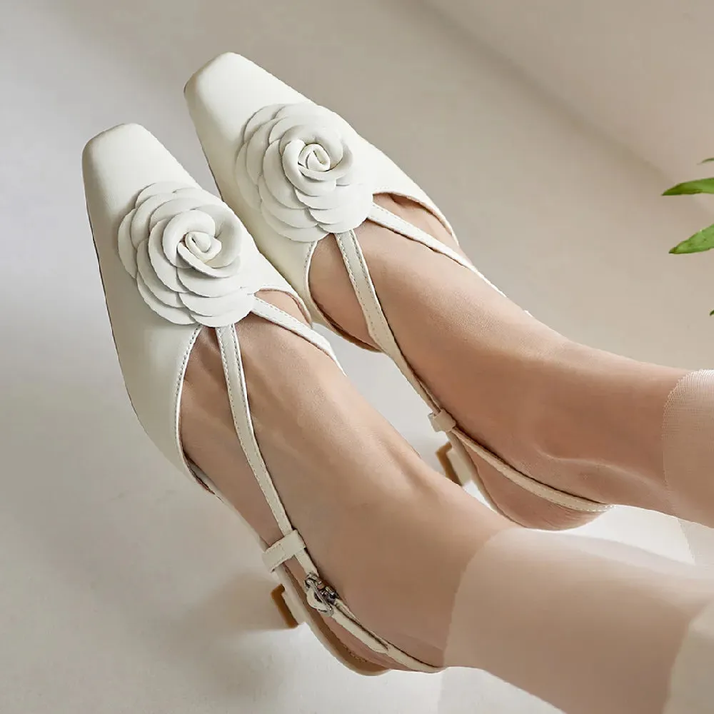 Caden Slingback Kitten Heel Leather Pumps
