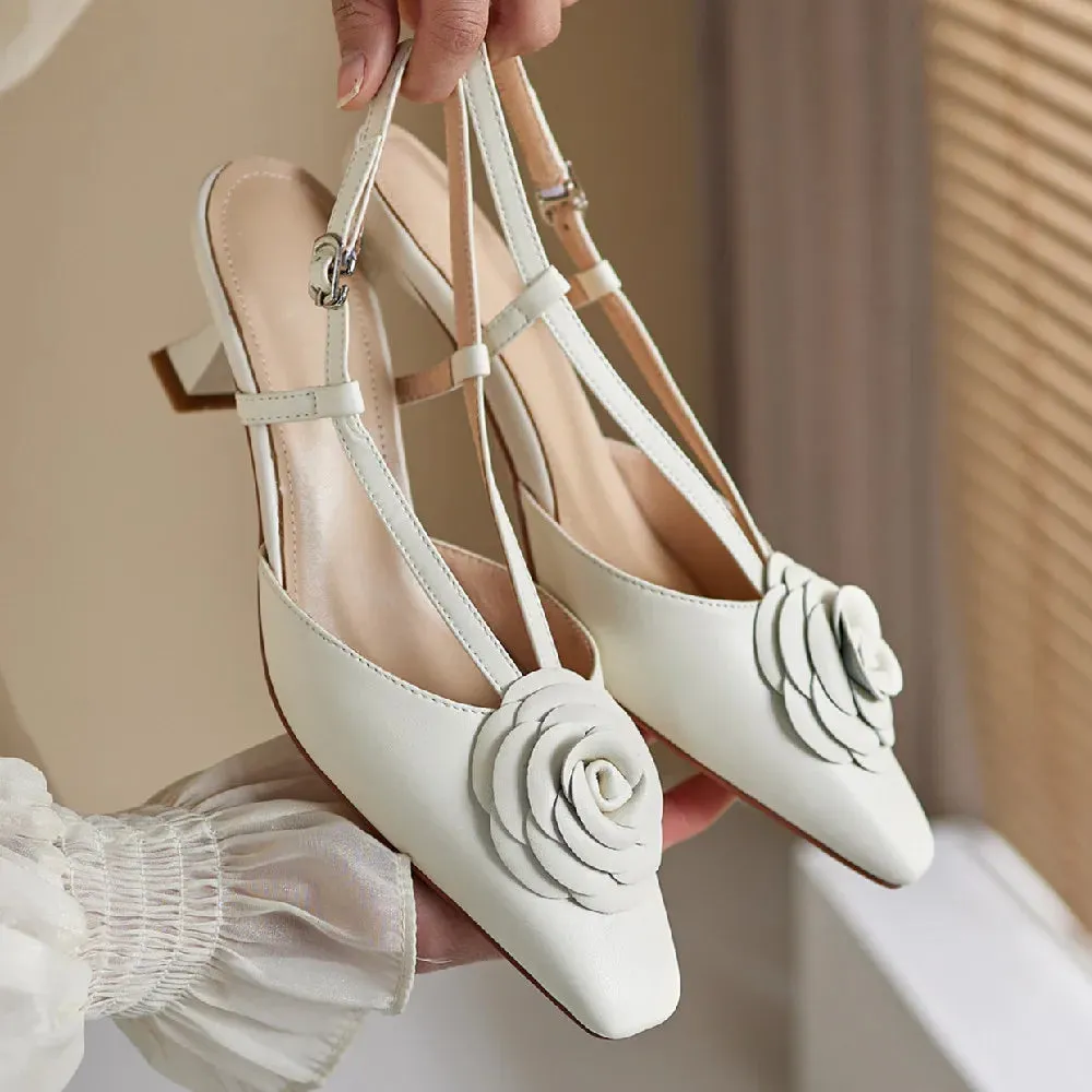 Caden Slingback Kitten Heel Leather Pumps