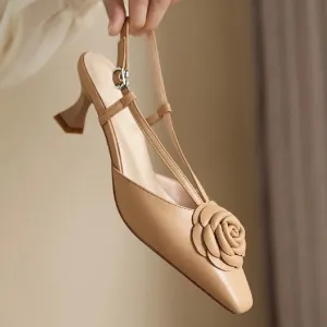 Caden Slingback Kitten Heel Leather Pumps