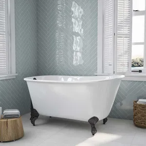 Cambridge Plumbing Cast Iron Swedish Slipper Tub 58" X 30" with No Faucet Drillings and Oil Rubbed Bronze Feet