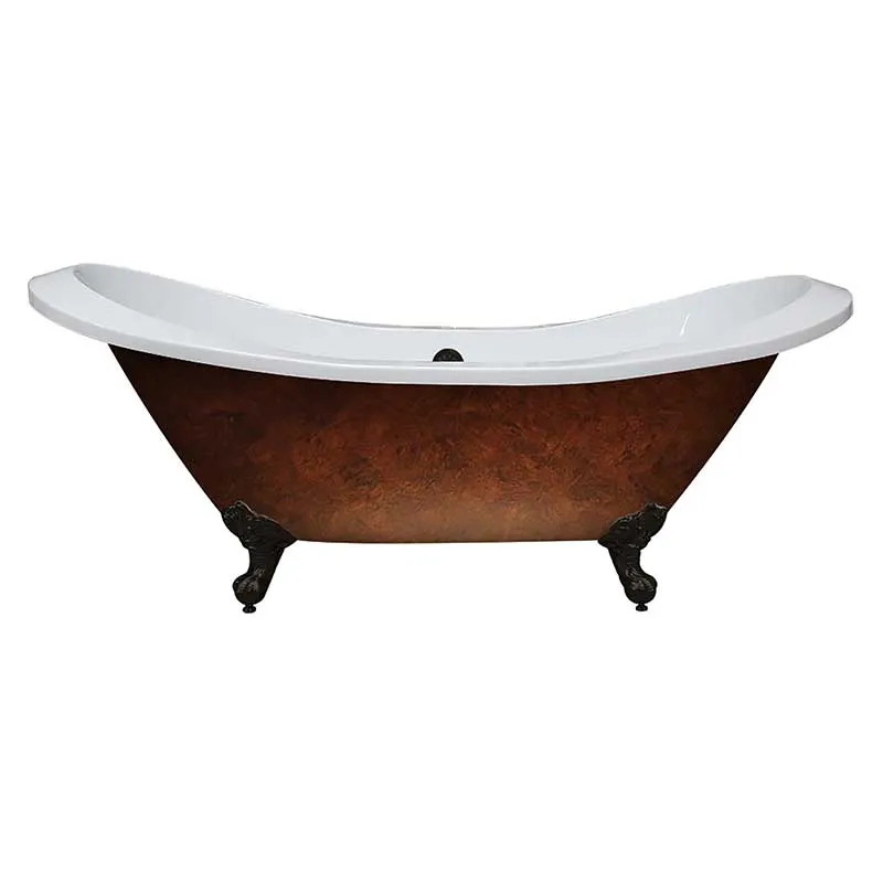 Cambridge Plumbing Copper Bronze Extra Large Acrylic Double Slipper Clawfoot Tub, Brushed Nickel Feet and No Faucet Holes