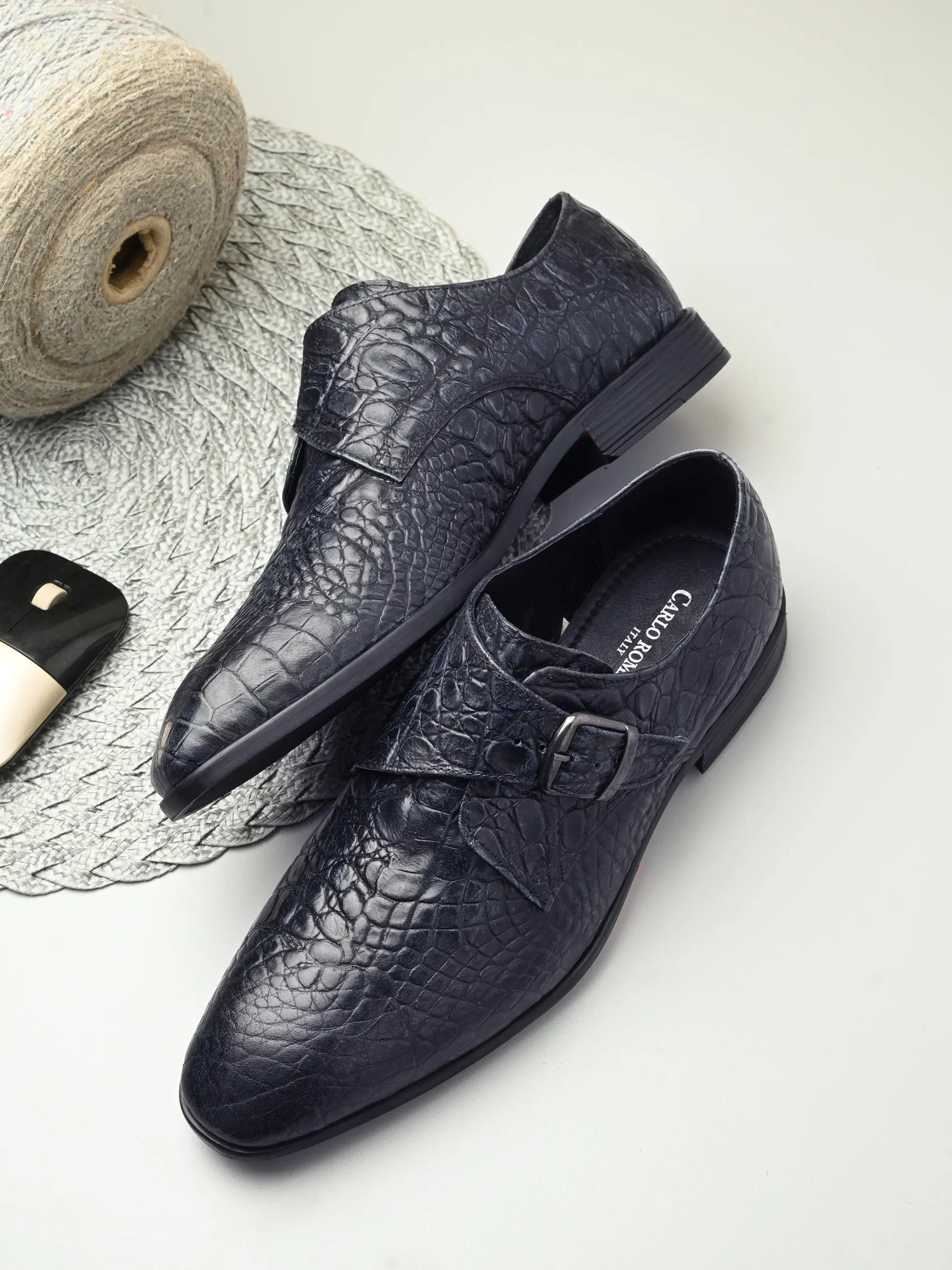 CARLO ROMANO BY WASAN PREMIUM STYLISH CROCO PRINTED LEATHER SHOES FOR MEN