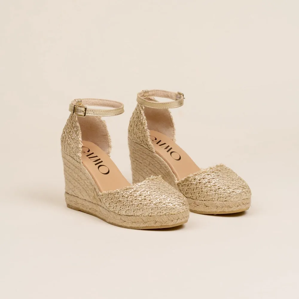 CILE Gold wedge espadrilles