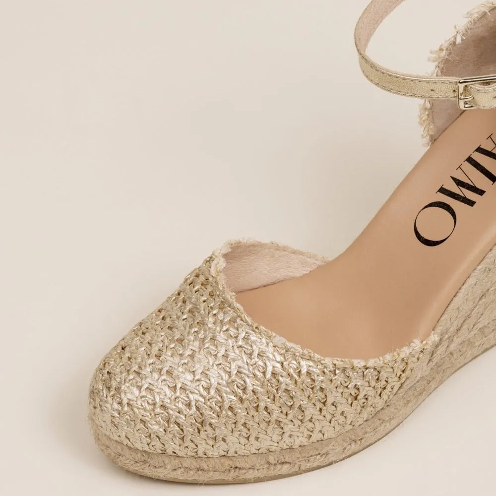 CILE Gold wedge espadrilles