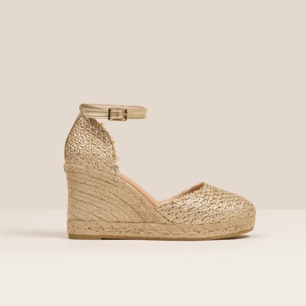 CILE Gold wedge espadrilles
