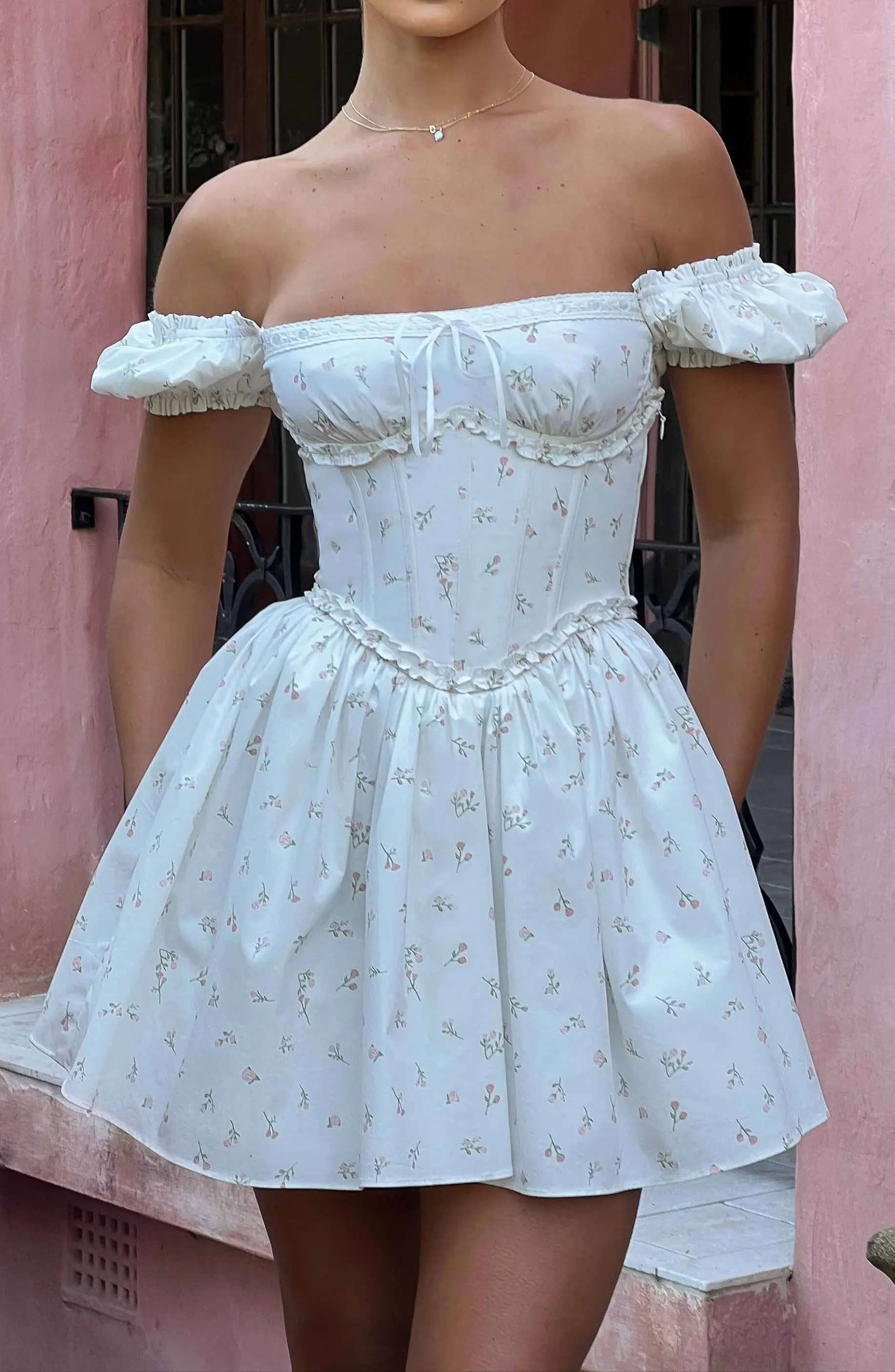 Clarice Mini Dress – Pink Floral Print