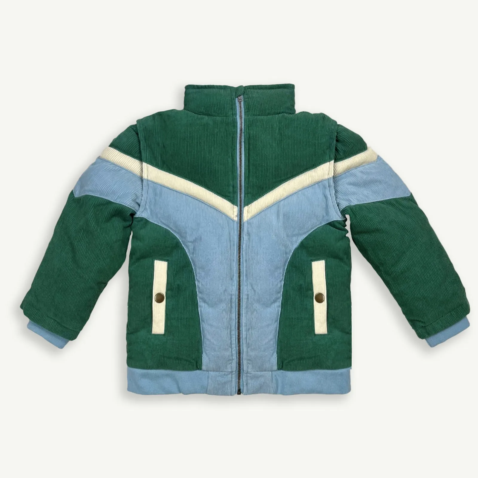Convertible Cord Puffer Jacket - Ocean