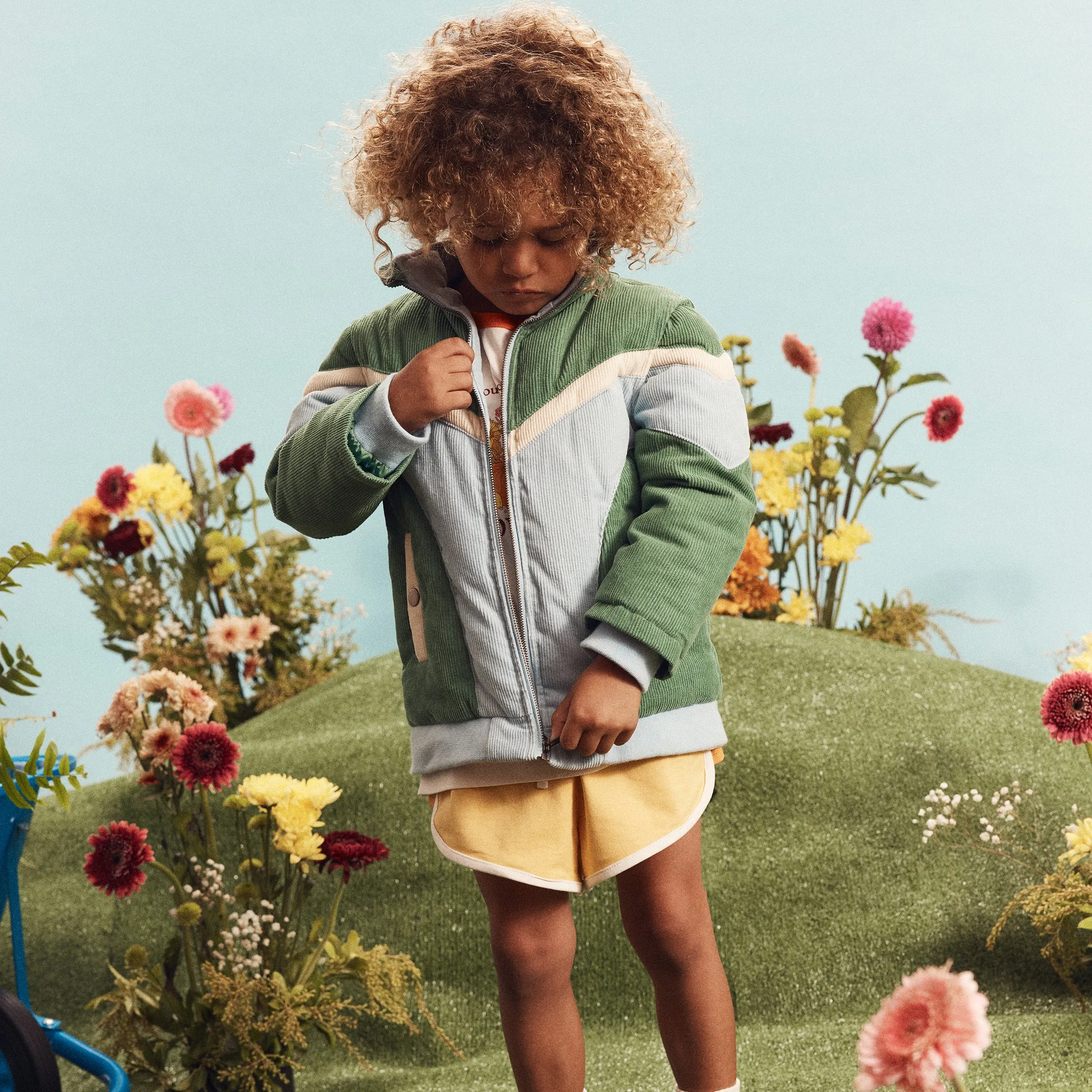 Convertible Cord Puffer Jacket - Ocean