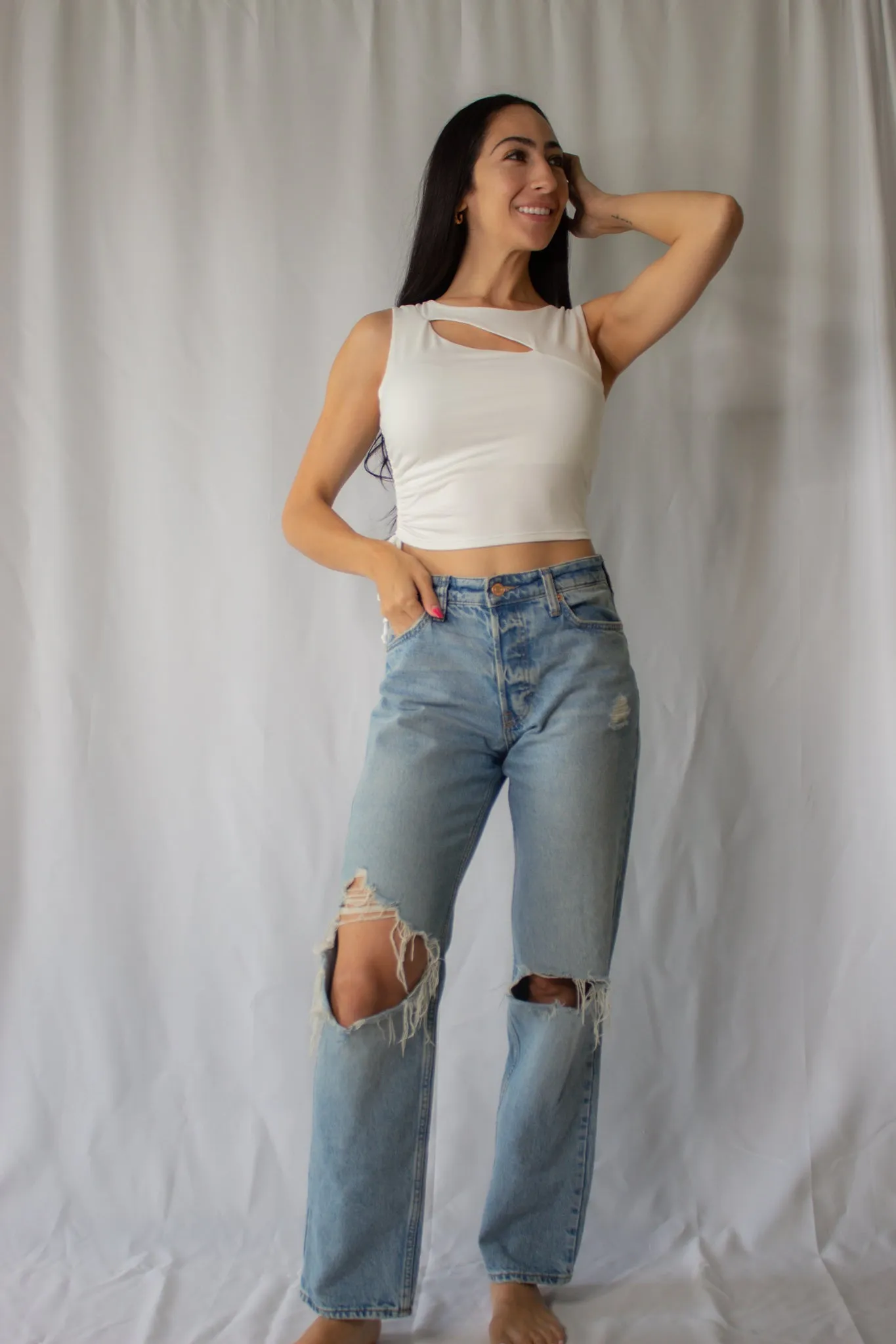 Cut-out White Tank-FINAL SALE