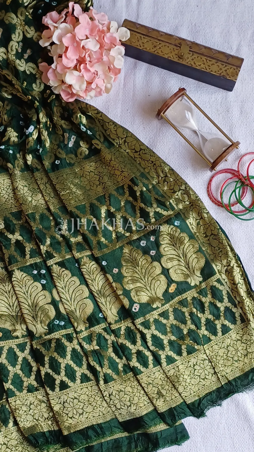Dark Green Banarasi Ghatchola Soft Silk Dupatta