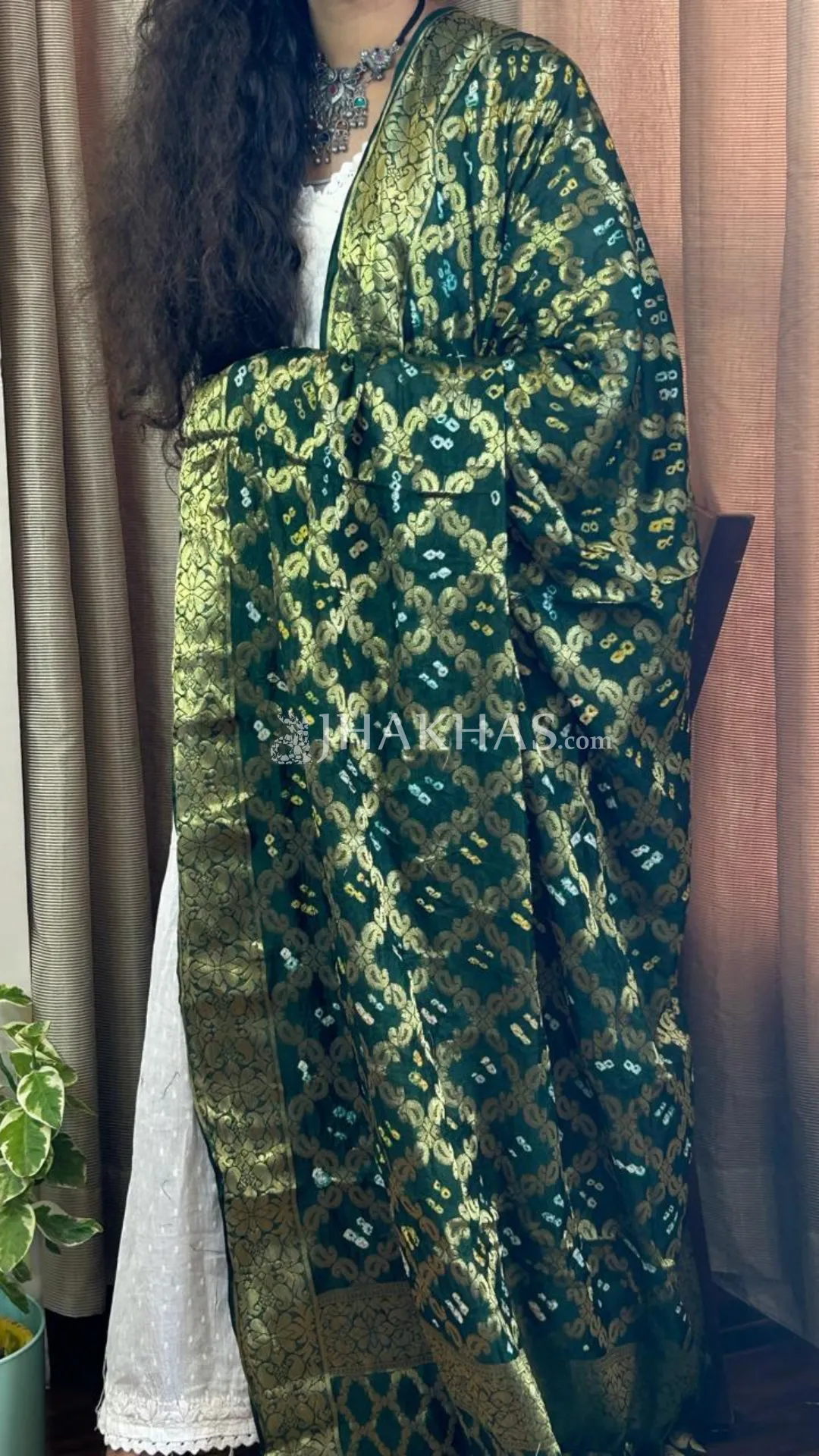 Dark Green Banarasi Ghatchola Soft Silk Dupatta