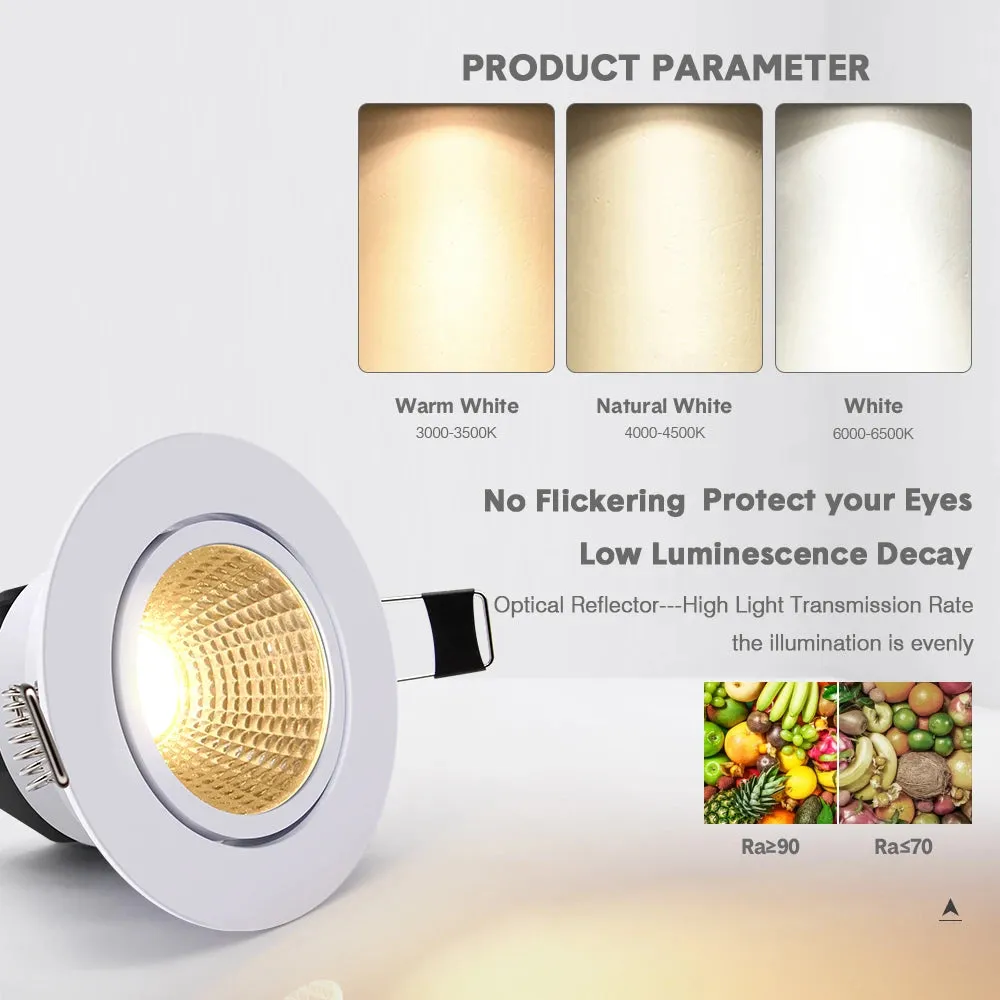 [DBF]Super Bright Recessed LED Dimmable Downlight COB 5W 7W 10W 12W 3000K LED Ceiling Spot Light LED Ceiling Lamp AC 110V 220V