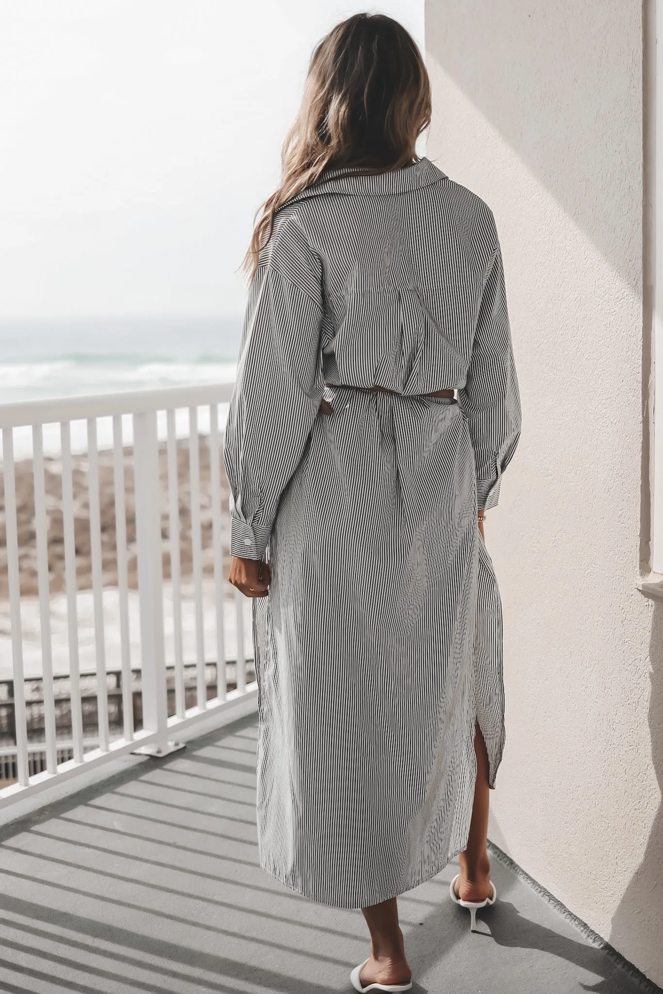 DEAL The Hamptons Called Striped Button Down Dress