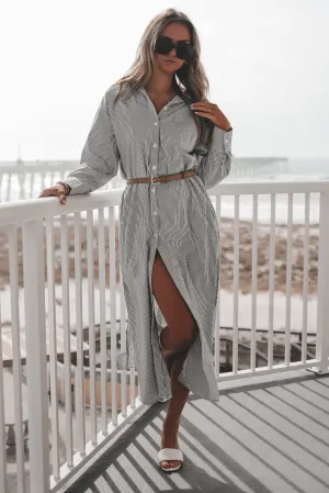 DEAL The Hamptons Called Striped Button Down Dress