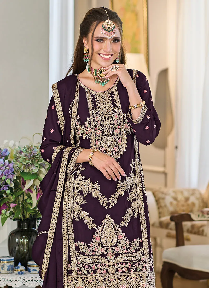 Deep Purple Traditional Dhoti Suit