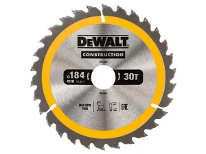 DEWALT Portable Construction Circular Saw Blade 184 X 30Mm X 30T