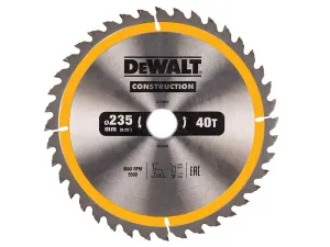 DEWALT Portable Construction Circular Saw Blade 235 X 30Mm X 40T