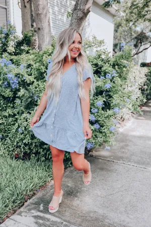 Ditsy Leopard Chiffon Dress - Blue