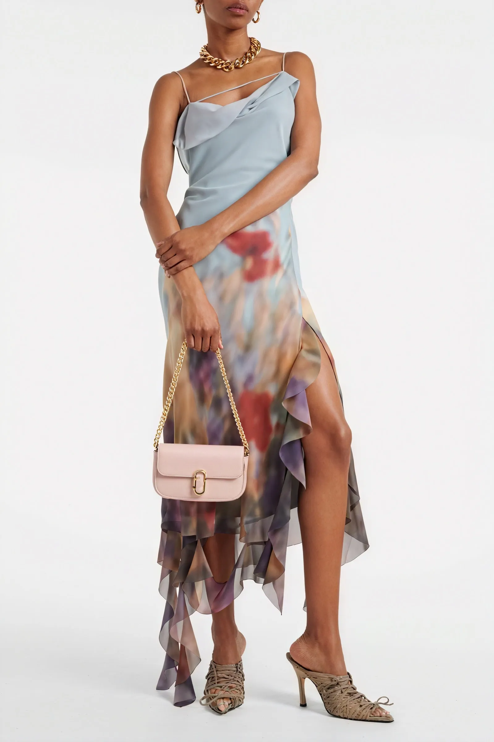 Draped Asymmetrical Midi Dress