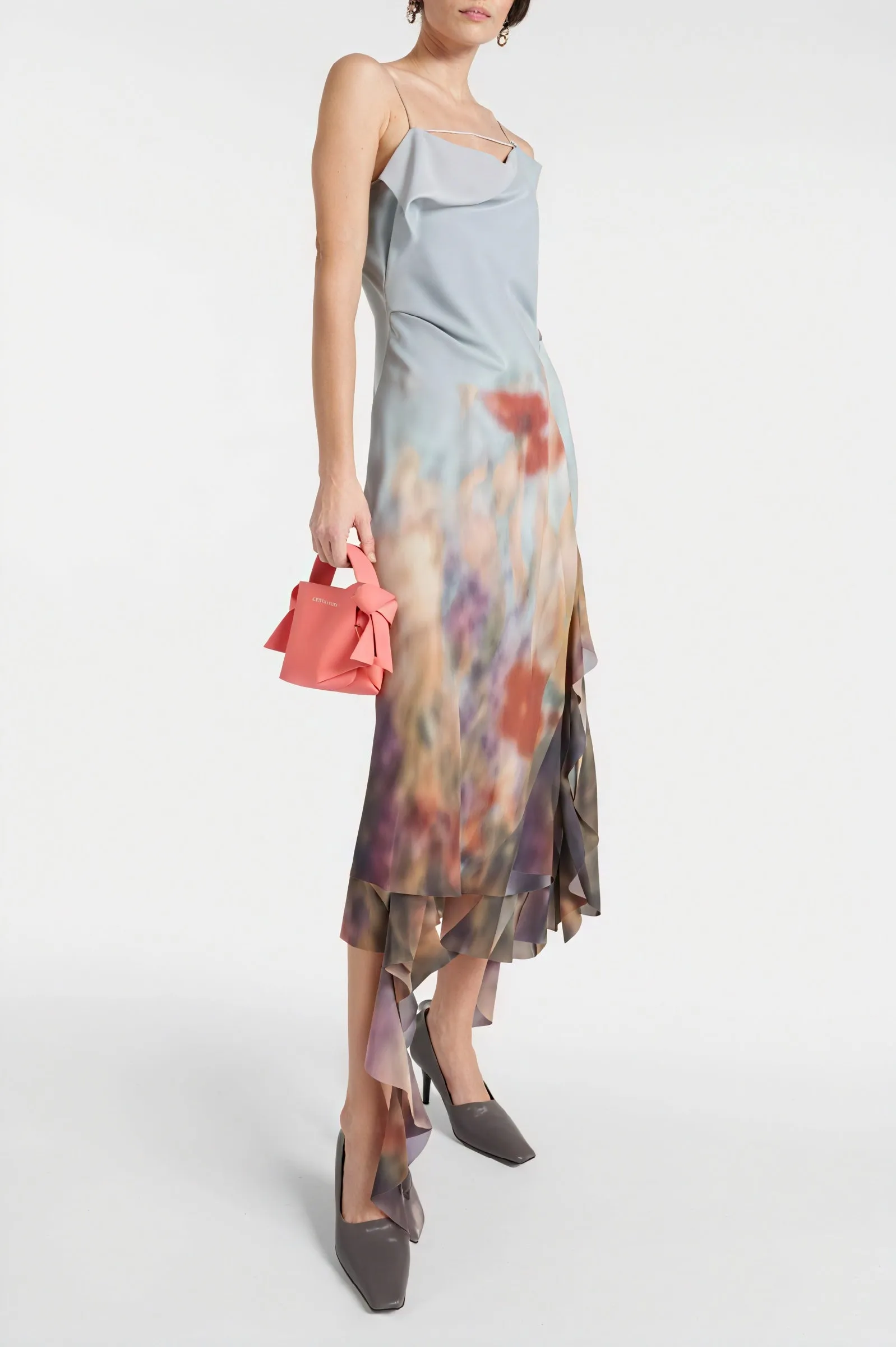 Draped Asymmetrical Midi Dress