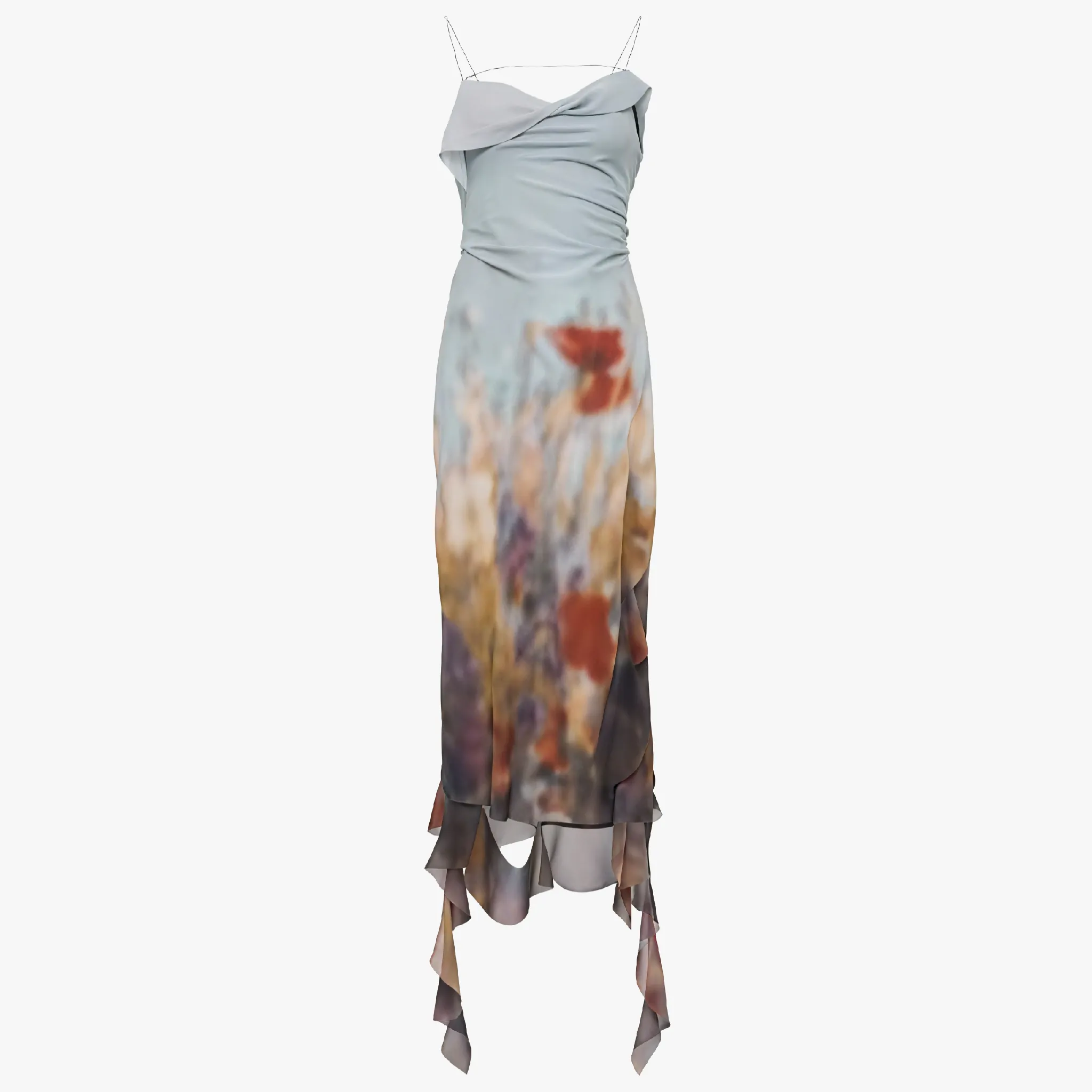 Draped Asymmetrical Midi Dress